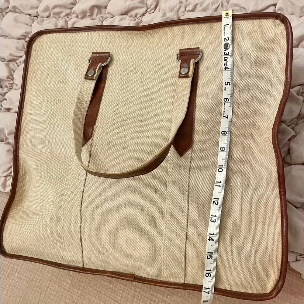 VTG Natural Canvas and Leather‎ Weekend Travel Mason Bag with Locking Zipper